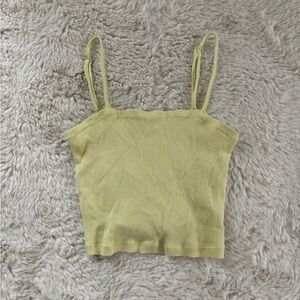 Aerie Ribbed Tank Top in Light Yellow